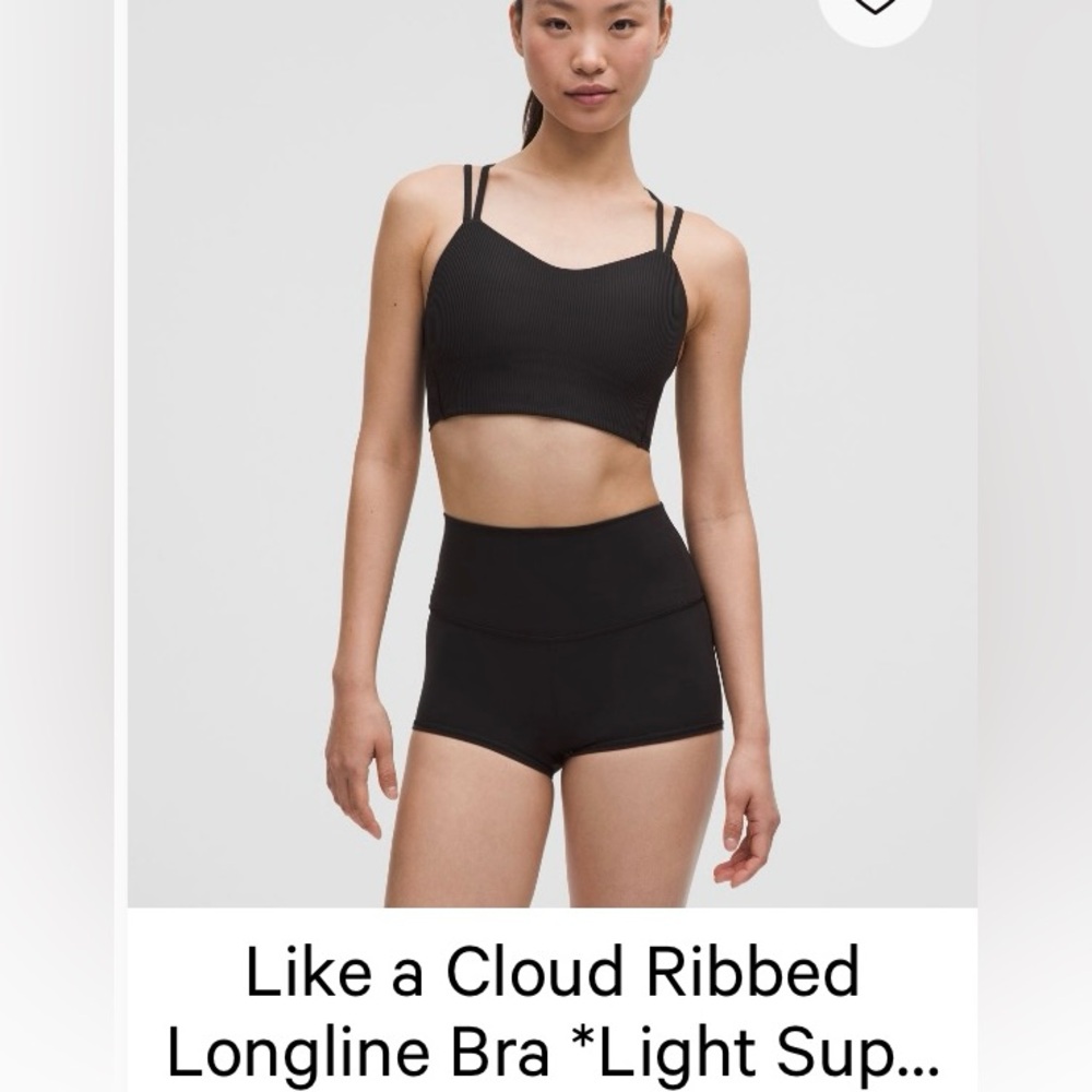 Lululemon like a cloud longline ribbed bra size 10 black